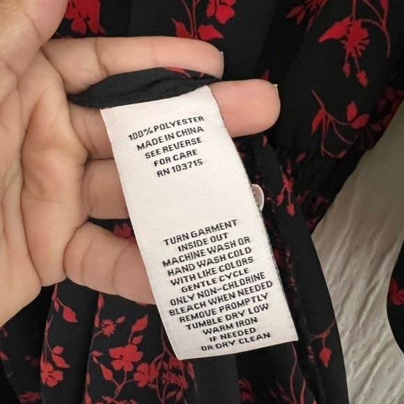 Nanette Lepore 4 Tie Mock Neck Smocked Pleated Long Sleeve Dress Floral - Picture 4 of 6